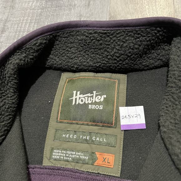 Howler Bros Men's Full Zip Free Range Purple Color Block Fleece Sleeveless Vest - Picture 4 of 4